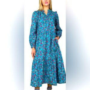 Olivia James Floral Blue Maxi Dress